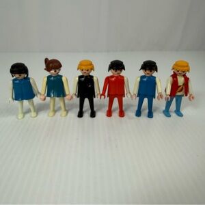 Vintage Playmobil Figures 1974 Mixed Lot of 6 Boy and Girl Geobra Klickys